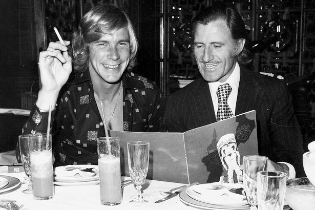 Graham Hill with James at Trader’s Vic restaurant in Mayfair. Both passed down the racing talent to the next generation