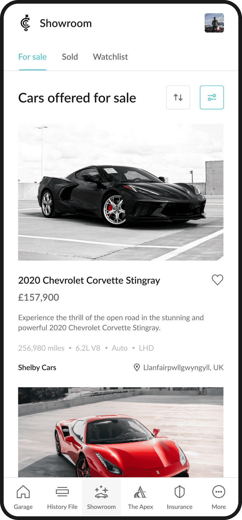 Showroom - Tabs - Mobile application image 