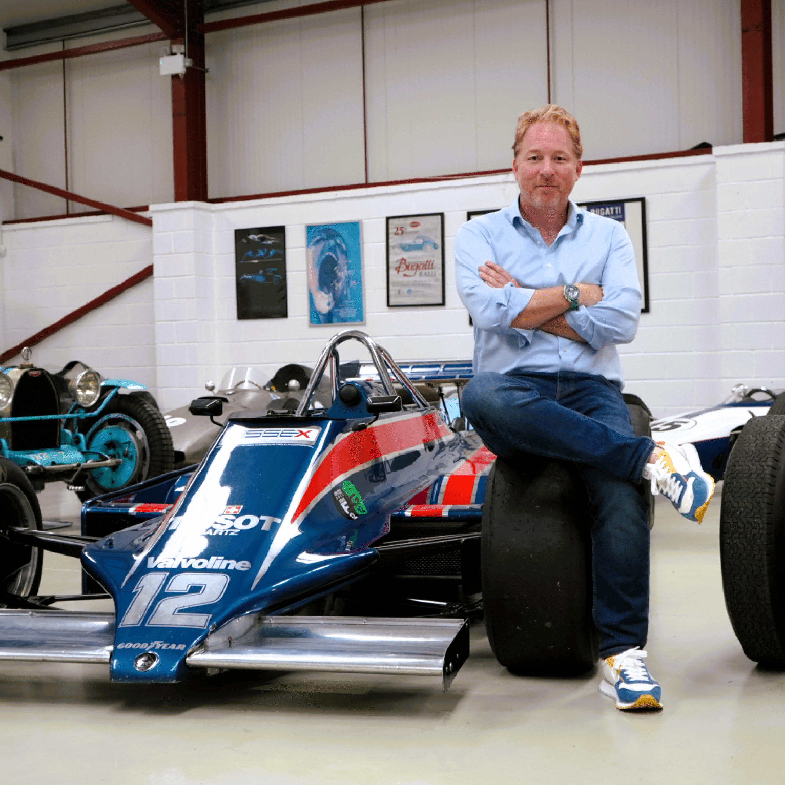 William I'Anson sitting on Lotus 81