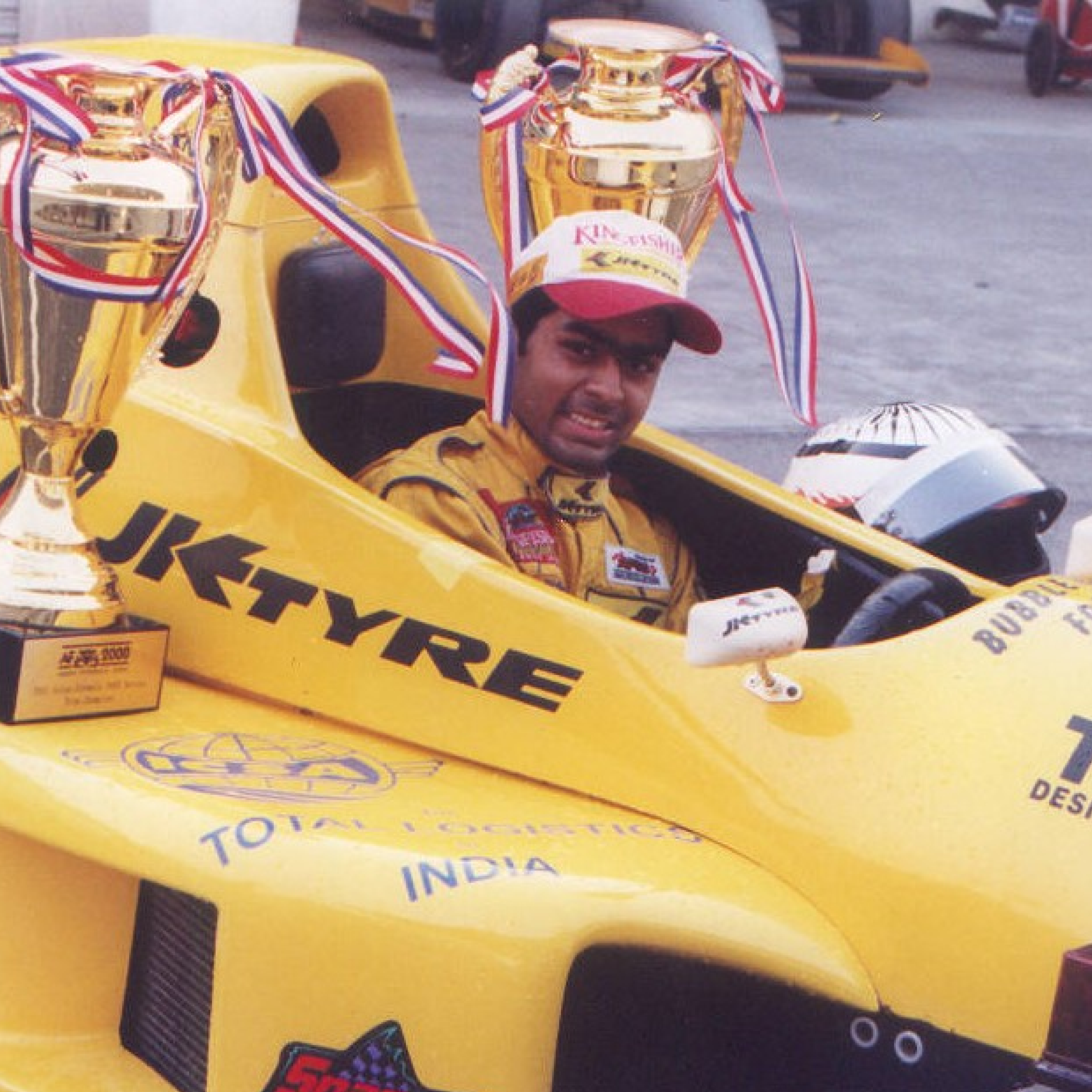 Karun wins the Formula Asia Championship, and picks up some nice trophies to add to the collection! Source: Chandhok Family Archives 